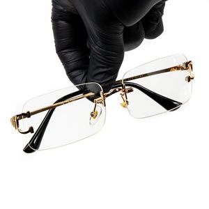 Rimless Gold Frame Elegant Hip Hop Square Men's Clear Lens Glasses